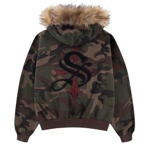 パーカー A'GEM/9 × .kom 「SUPPLIER/サプライヤー」 FAUX FUR CROSS ZIP HOODIE/フォーファークロスジッ