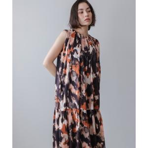 ワンピース ボカシプリントギャザー切替ワンピースの商品画像