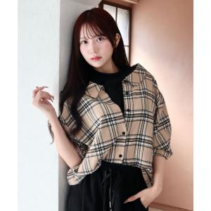 ブラウス シャツ エコチェックレイヤード風シャツ レディース