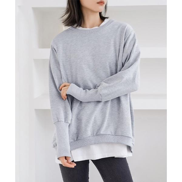 tシャツ リブ付きカジュアルスウェットトップス レディース