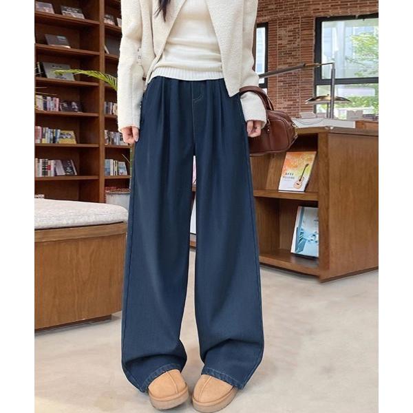 パンツ 裏起毛あったかワイドパンツ レディース