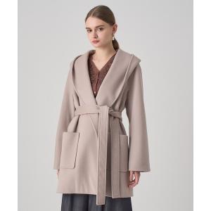 コート アウター カシミヤ混フードガウンコート レディース