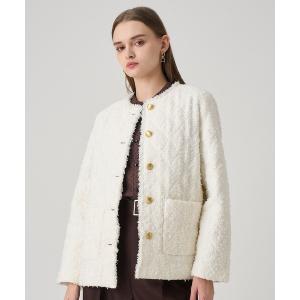 コート アウター フラッグツイードキルティングコート レディース