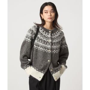 カーディガン ノルディック ジャガード カーディガン レディース