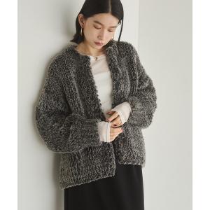 ノーカラーコート コート ファー ニットコート レディース