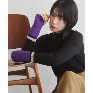 ニット セーター 「静電気防止」やわもちヤーン 袖配色 ハイネックリブニット レディース