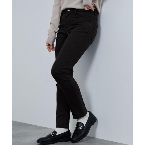 ジーンズ デニム デニムパンツ nAvy マックヒート裏起毛スリムストレート レディース