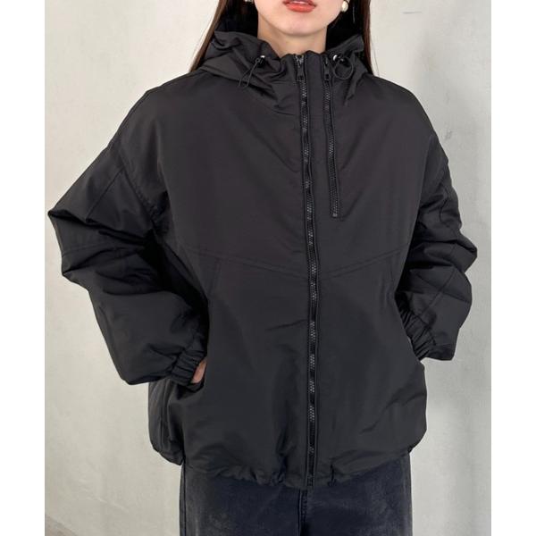 ブルゾン アウター フード付きマウンテンパーカー　裏地キルティングワークアウター レディース