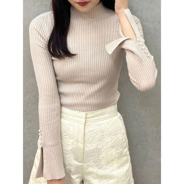 ニット セーター フレアスリーブハイネックリブニット レディース