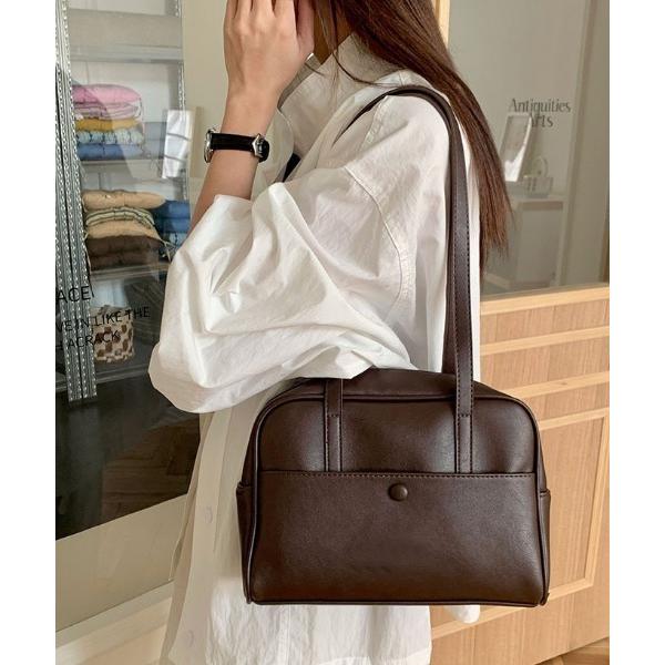 ハンドバッグ フェイクレザーボストンハンドバッグ