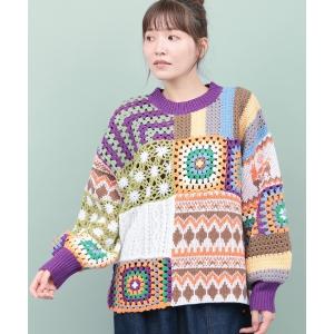 tシャツ Rico パッチクロシェニットプルオーバー レディース