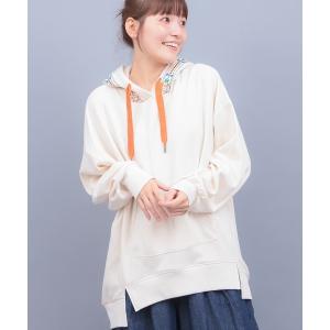 パーカー 裏シャギ−刺繍ポカフーディー レディース