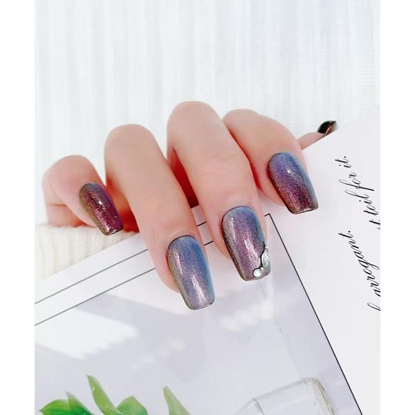 ネイルチップ ネイルシール 「not a nail」水光マグネットシンプルデザインロングネイルチップ...