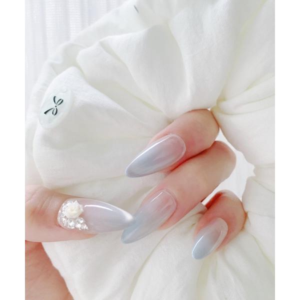 ネイルチップ ネイルシール 「not a nail」水光マグネットビジューラインデザインロングネイル...