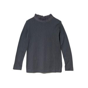 tシャツ CUBE SUGAR/キューブシュガー　ショートスラブ フライス 衿フリル長袖クルー レディース