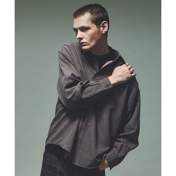 シャツ スエードタッチ オーバーサイズ レギュラーカラーシャツ メンズ レディース