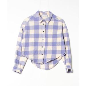 「asos」 チェック柄長袖シャツ 6 パープル レディース