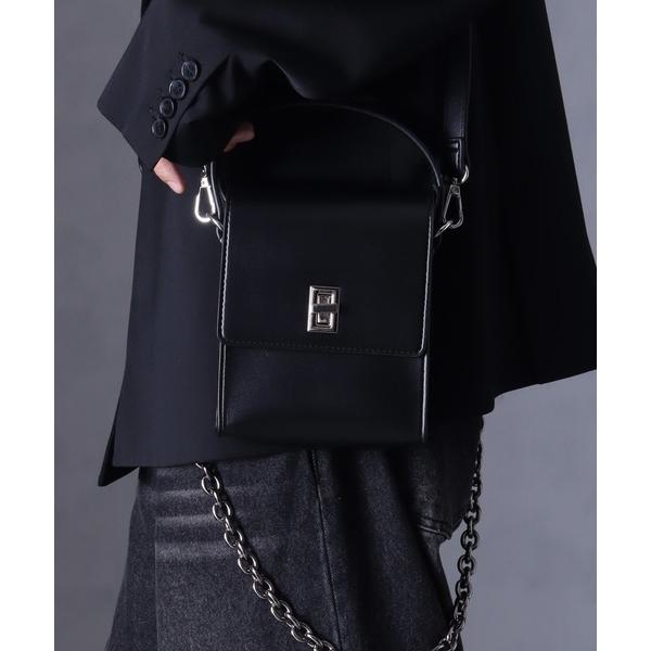 ショルダーバッグ 「welise/ウェライズ」アーティフィシャルレザー ツイストメタルロック スクエ...