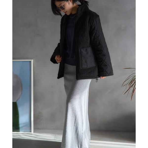 コート アウター ボア切り替え スタンドカラーブルゾン レディース