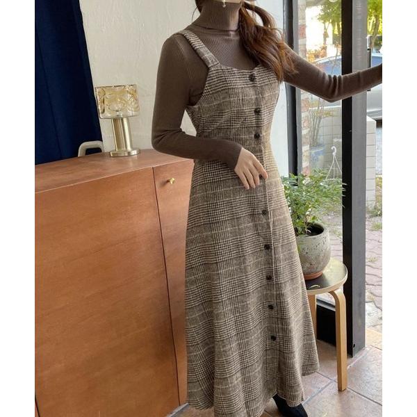 ワンピース 旬なチェック柄ロングワンピース