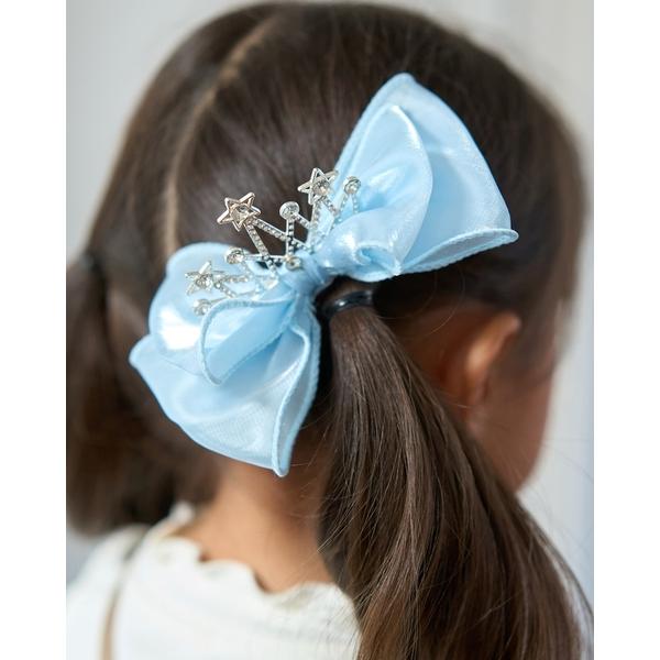 ヘアクリップ ビッグリボンティアラ付きヘアクリップ