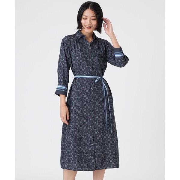 ワンピース 「ウォッシャブル」ビットプリントデシンワンピース