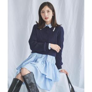 ニット セーター 配色ポロニット レディース