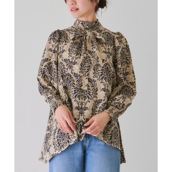 ブラウス シャツ 柄ボウタイブラウス レディース
