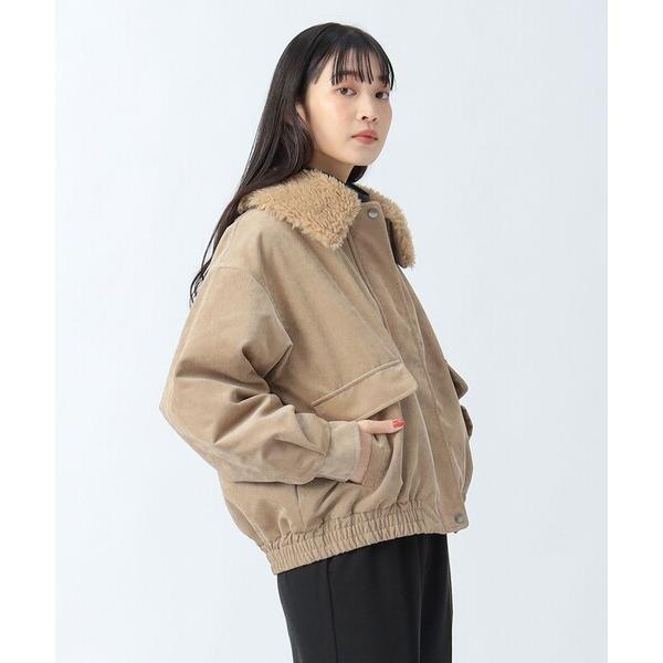 ブルゾン アウター 中綿 コーデュロイ 襟ボア ブルゾン レディース