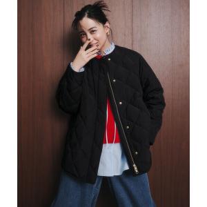 黒 ダウンジャケット パッチワーク風 プラスフェニックス +phenix スラッシュポケットダウンジャケット