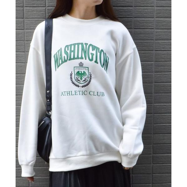 トレーナー スウェット 「spiritoso」カレッジロゴ オーバーサイズ 裏起毛 トレーナー レデ...