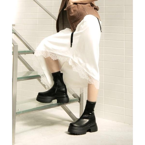 ブーツ 「25AW新作」「R＆E」厚底ハイブリットソールショートブーツ レディース