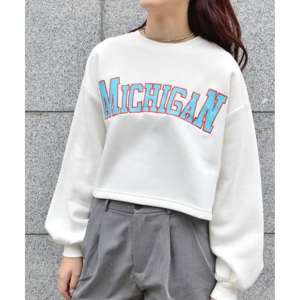 トレーナー スウェット 「spiritoso」カレッジロゴプリント 裏起毛 ショート丈トレーナー レ...