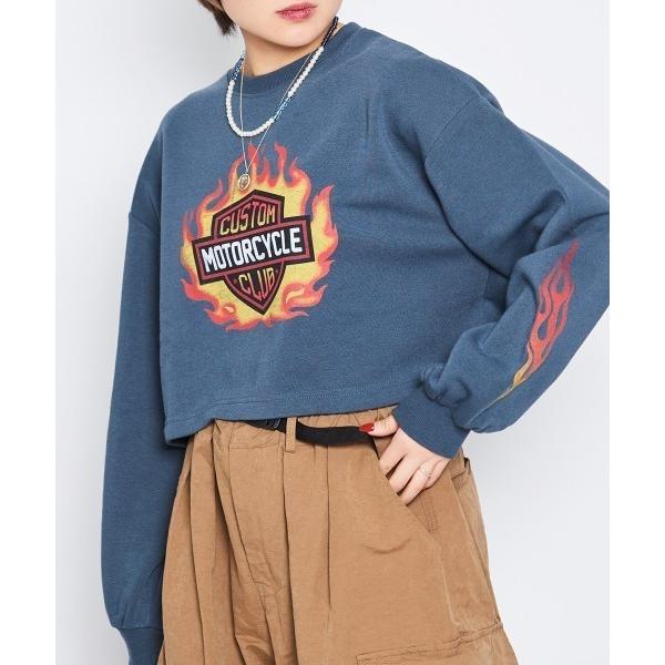 トレーナー スウェット 「spiritoso」ファイヤーロゴプリント 裏起毛 ショート丈トレーナー ...