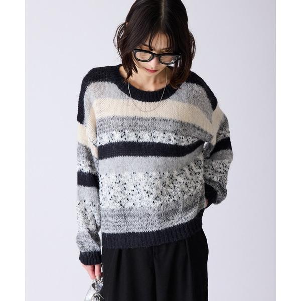 ニット セーター Multi-Border Design Crew Neck Knit / マルチボ...