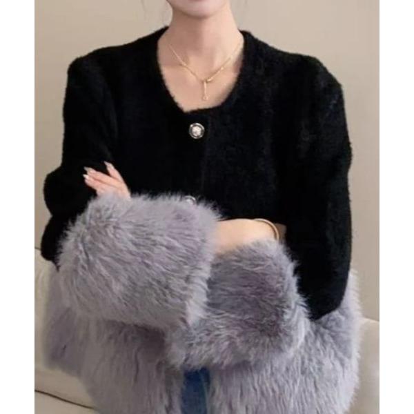 カーディガン ファードッキングシャギーニットカーディガン レディース