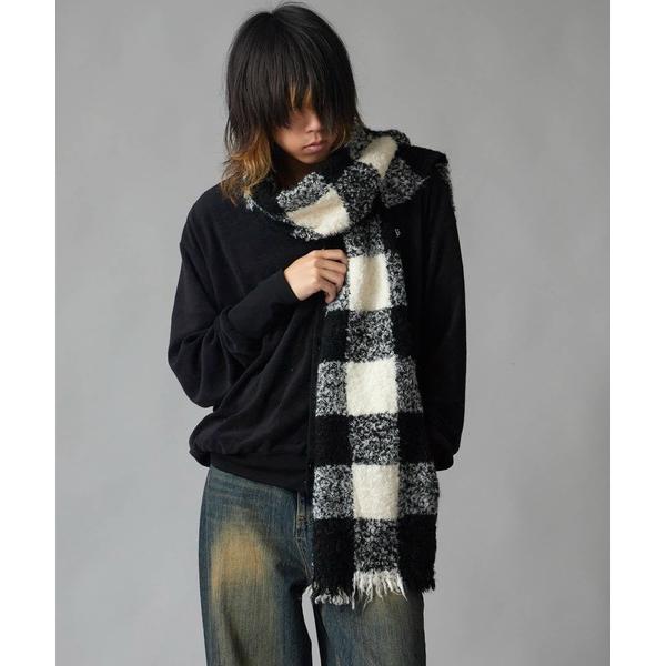 マフラー Fringe-Trimmed Block-Check Scarf / フリンジ付き ブロッ...
