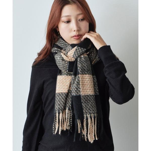 マフラー ストール Block Check Fringe Oversized Scarf / ブロッ...