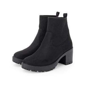 ブーツ ヒールアップ はきぐちニットブーツ レディース