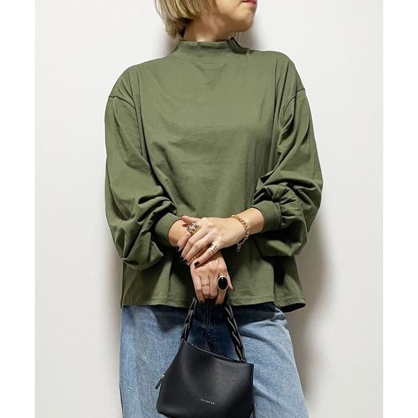 tシャツ モックネックボリュームスリーブロンT レディース
