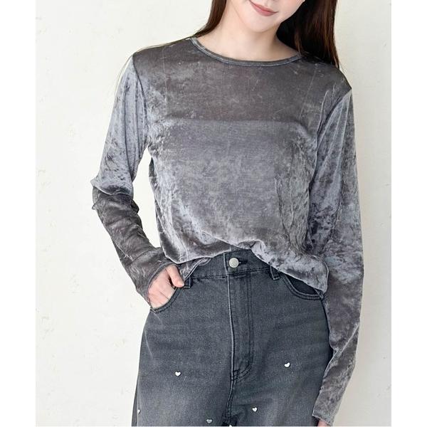 tシャツ ヴィンテージライクシアーベロアトップス レディース