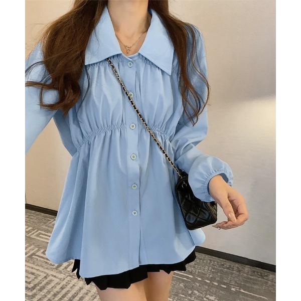 ブラウス シャツ 選べる2TYPE Vネックor襟付きティアードデザインブラウス レディース