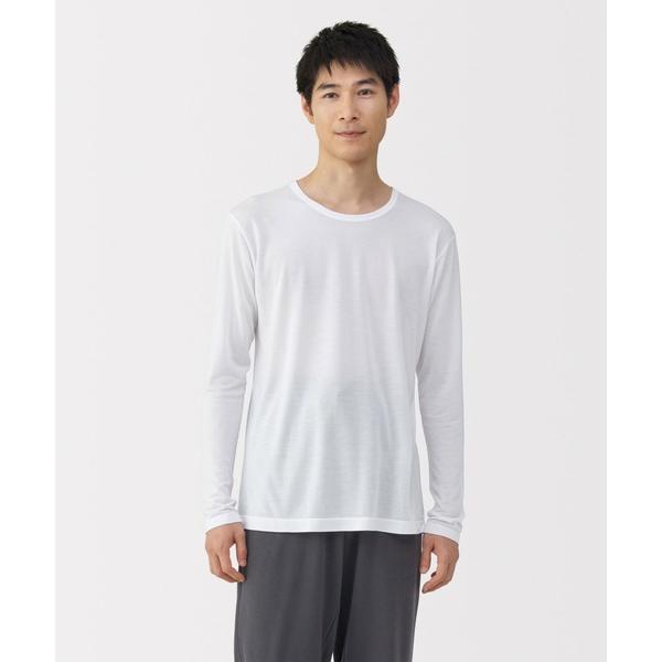 インナーシャツ 肌着 紳士　脇に縫い目のない　なめらか　クルーネック長袖Ｔシャツ メンズ
