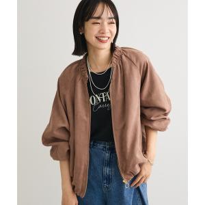 ブルゾン アウター スウェードライクギャザーブルゾン レディース