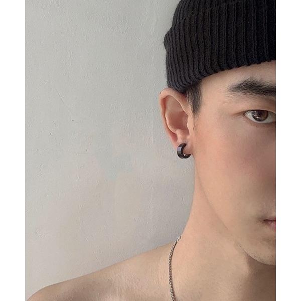 イヤリング ブラックイヤリング/メンズ/片耳用(T3) メンズ