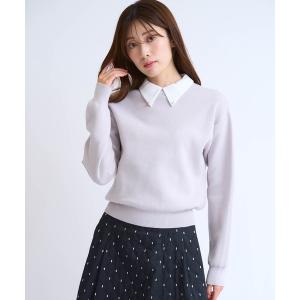 ニット セーター 襟付きスウェットライクニット レディース