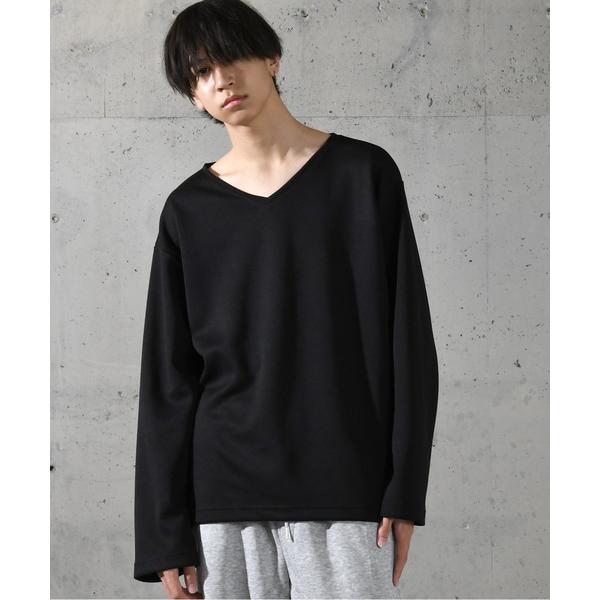 tシャツ 「neos」ルーズシルエット 裾ドローコード デザイン Vネック ロングスリーブ カットソ...