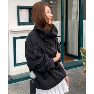 トレンチコート コート 「新色追加」韓国風ショートトレンチジャケット／スタンドカラーデザイン レディース