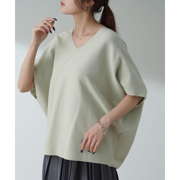 「HUG.U」 半袖ニット L ベージュ レディース