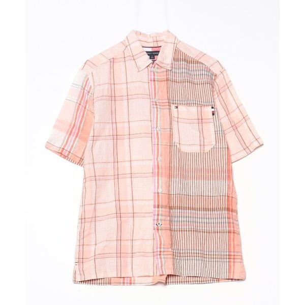 「TOMMY HILFIGER」 半袖シャツ MEDIUM ピンク メンズ